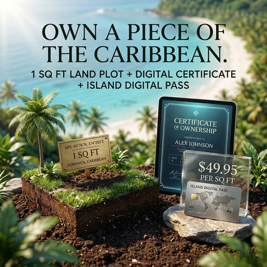 Buy 1 Sq Ft Caribbean Island Plot | Souvenir Land Title | $49.95
